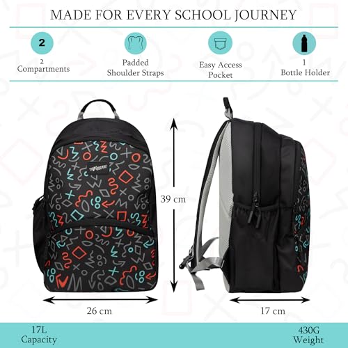 Image of F Gear Brio Kids Backpack|Water-Resistant Polyester|2 Spacious Compartments with Front Pocket & Bottle Holder Adjustable Shoulder Straps|Durable YKK Zippers