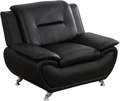 Miniatura 20 de Cómodo sofá moderno de piel sintética para sala de estar pequeña, dormitorio, oficina, apartamento para espacios pequeños (negro y rojo, asiento