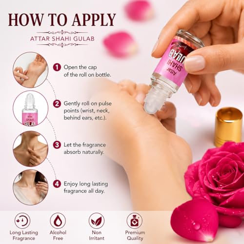 Image of Formless Shahi Gulab 3ml Attar Unisex - Premium Rose Fragrance Oil, Long Lasting Alcohol-Free Perfume, Pocket Size Roll-On, Natural Floral Scent, Travel Friendly Daily Wear & Special Occasion Use