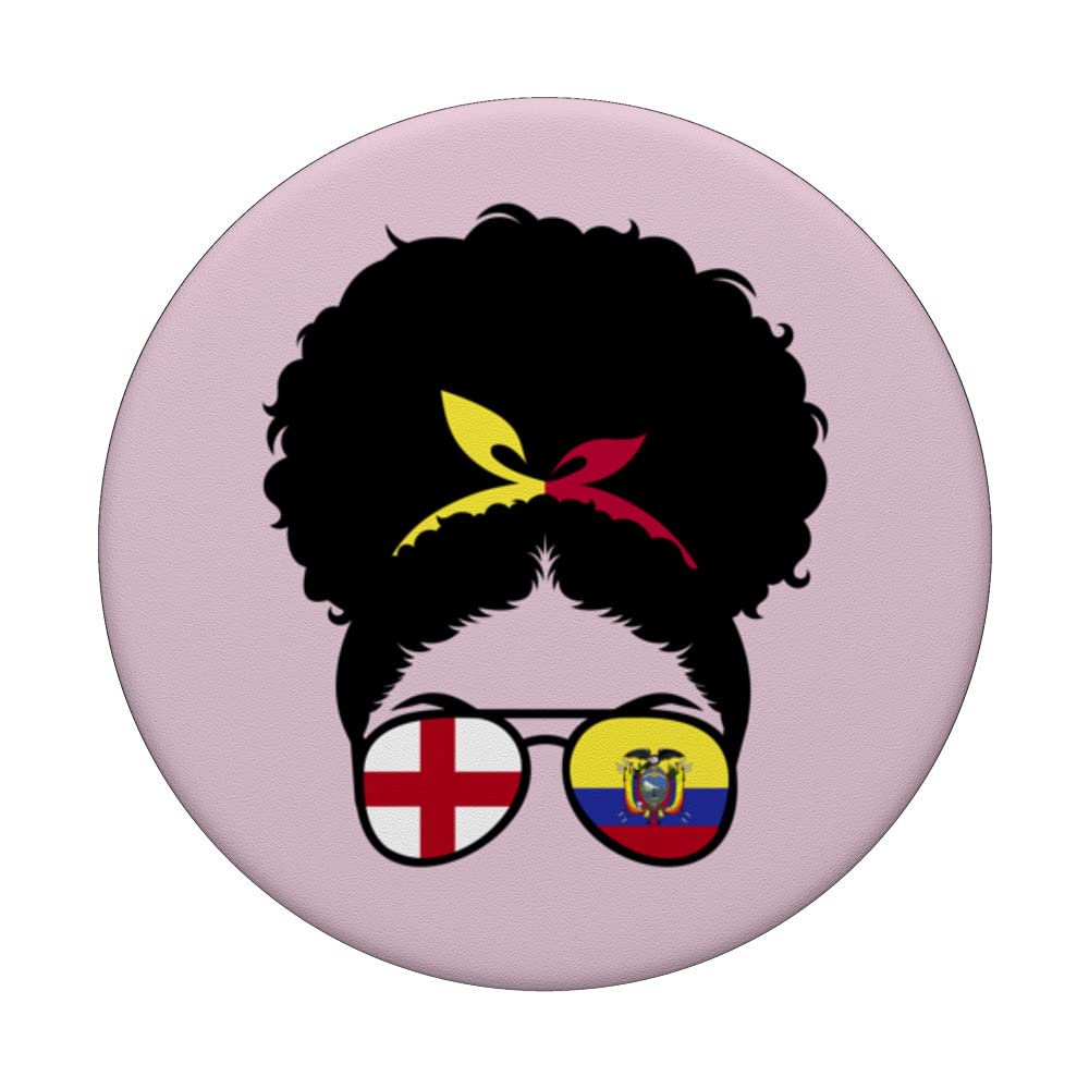 England Ecuador Mix Afro Hair Half English half Ecuadorian PopSockets Swappable PopGrip, Black - Image 3