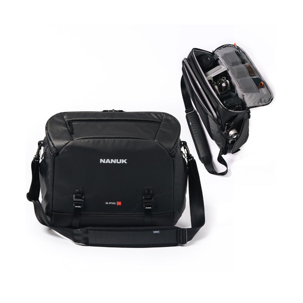 NANUK N-PVD 15L Camera Messenger Bag for Photographers – Lightweight & Hightly Water Resistant – Hardshell Design Fits 1 Camera Body, 2 Lenses, Drone,