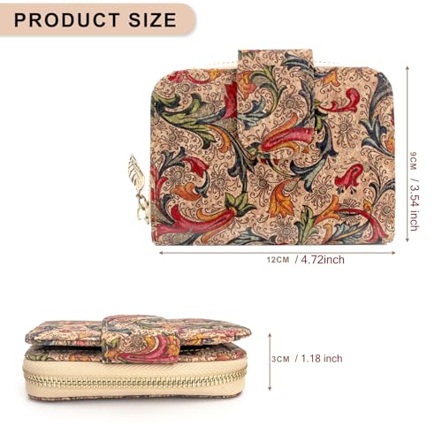 boshiho Vegan Cork Wallet, Women’s Purse Slim Zipper Design with Card Holder Coin Pocket Purse Eco-friendly Vegan Gift2