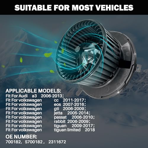 Image of 700182 AC Heater Blower Motor Fan Assembly Fit for Audi a3 2006-2013,for Volkswagen cc eos GTI Jetta Passat Rabbit tiguan Limited 1K1819015F, VW3126103
