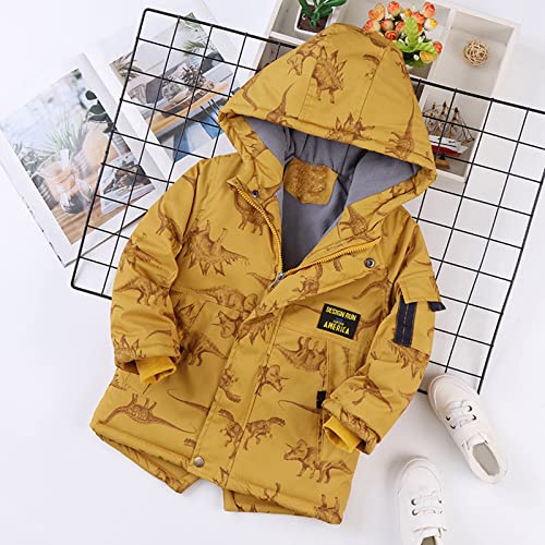Kids Boys Girls Dinosaur Prints Coat Winter Thicken Jacket Warm Windproof Hooded Outerwear Children Girls Coat 6x 73