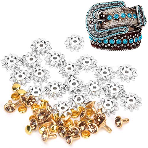 Rebite de roupas de longa vida útil, rebites de diamante de vidro para roupas em forma de girassol,