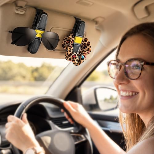 Image of Konohan 8 Pack Sunglasses Visor Clip Holders for Car, Double Glasses Mount Hanger Ticket Card Clip, 180 Degree Rotational Car Visor Accessories for Eyeglasses(Gold)