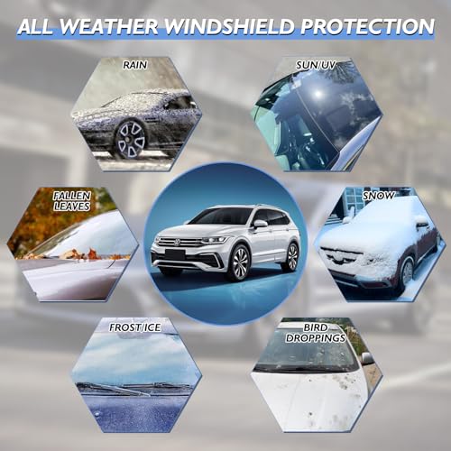 Image of Windshield Snow Cover with Magnetic Edges Windshield Cover for Ice and Snow, Car Windshield Snow Cover for Most Cars SUV,Truck,Van(62.2X 43.3in)