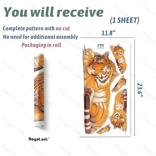 Vinilo decorativo Tigre durmiendo para pared de 60x30 cm miniatura 4