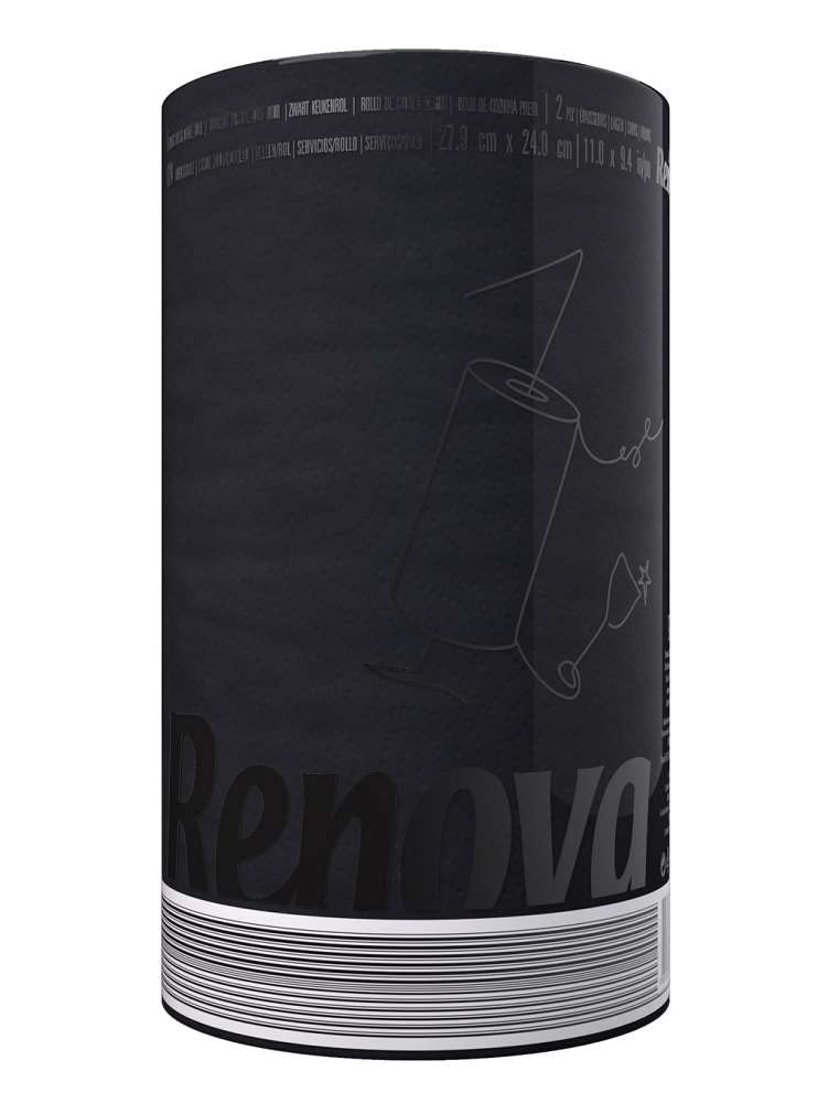 6er Pack Renova Küchenrollen Black Schwarz - Küchenrolle Küchenpapier 2-lagig - Maxi Rolle - farbig - bunt - Papierrolle - Allzwecktücher- der Pack entspricht 18 Standardrollen