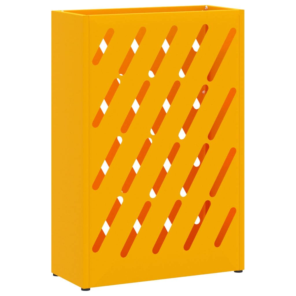 vidaXL Soporte para Paraguas de Lluvia Amarillo Mostaza Acero, Soporte para Paraguas Rectangular, Moderno, Duradero, Entrada, Organiza tu hogar