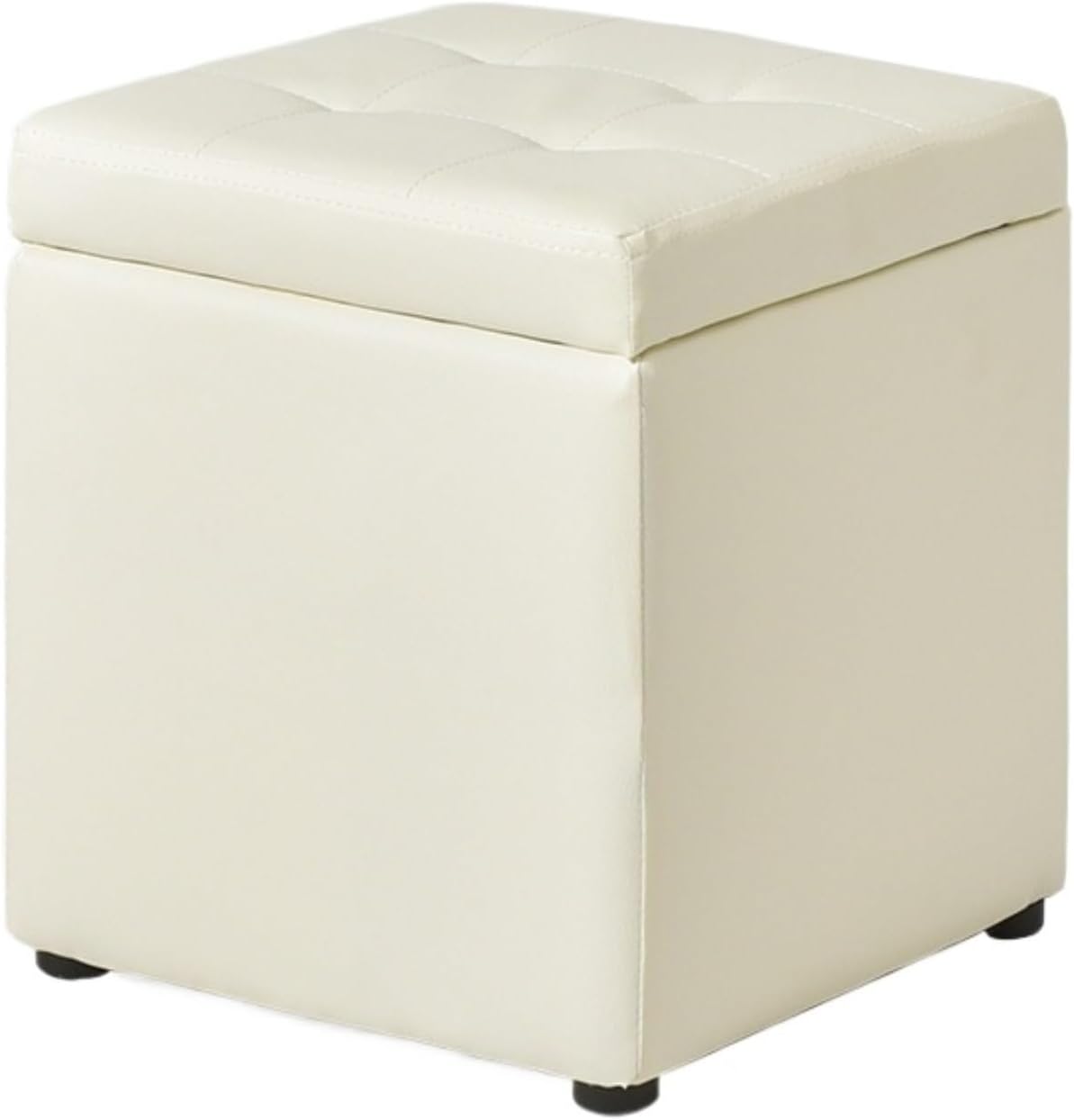 オットマンデスク下 足置き 多機能フットスツール収納レザー省スペース 玄関 寝室適用(White,40x40x40cm)