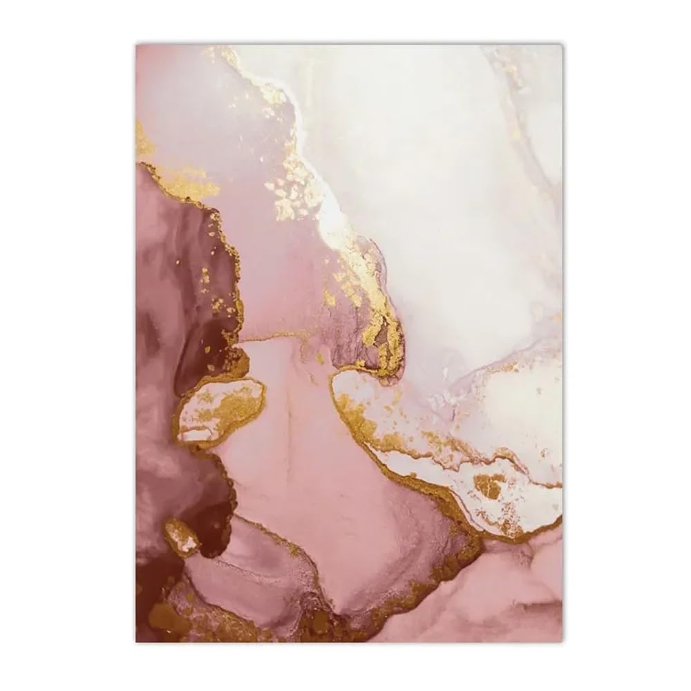 Leinwand Wandkunst,2 Bilder Set-Moderne Luxus Abstrakte Rosa Gold Marmor Wand Kunst Leinwand Malerei Poster Kunstwerk Nordisch Druck Bilder Büro Wohnzimmer Innen Dekor-60*80cm/(24*27 Zoll)ungerahmt
