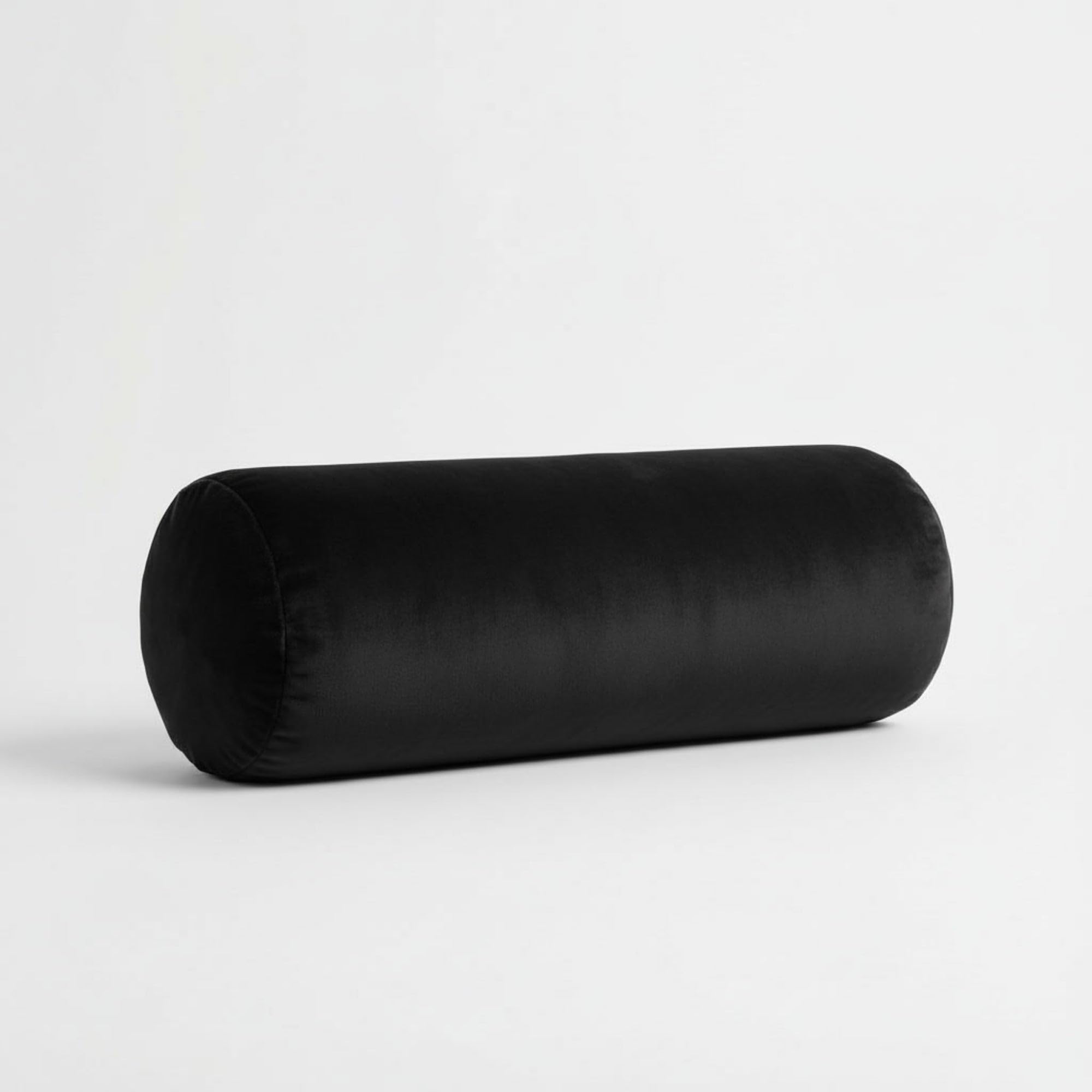 Kosiproducts Round Bolster Cushion Lumbar Support Plush Velvet Pillow Neck Relaxing Soft Virgin Hollow Fibre Filling Roll [75cmx25cm, Black]