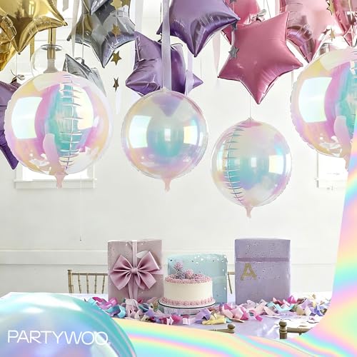 Image of PartyWoo Iridescent Foil Balloons 20pcs Large Round Giant Jumbo 4D Balloons