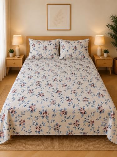 Image of Amazon Brand - Umi Soft Cotton 160 TC Bedsheet Set 90X100 Inch | King /Double Bed Sheet with 2 Pillow Covers 17x27 | Trendy Elegant Design
