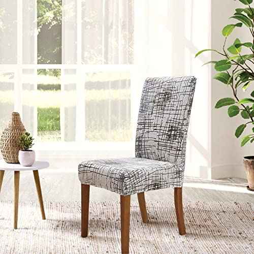 Image of SPRINGRICO Chair Covers for Dining Room Set of 4, Stretch Dining Chair Cover, Washable Spandex Kitchen Parsons Chair Slipcovers, Removable Seat Protector for Home or Party (4 Pack, Modish Linary)