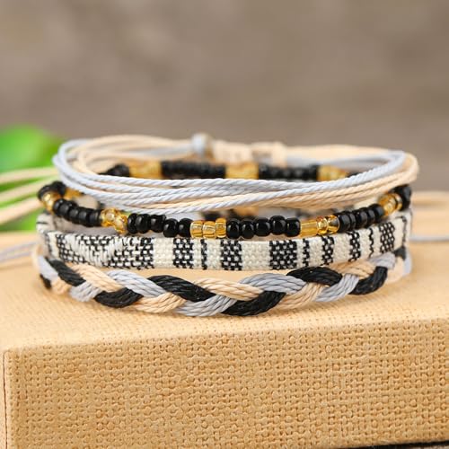 Image of Beach Summer Ankle Bracelet for Women Handmade Braided Adjustable String Anklets Waterproof Surfer Bracelet