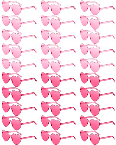Colzzy 30 Pairs Sunglasses Heart Shaped Glasses Bulk for Women Colorful Bachelorette Party