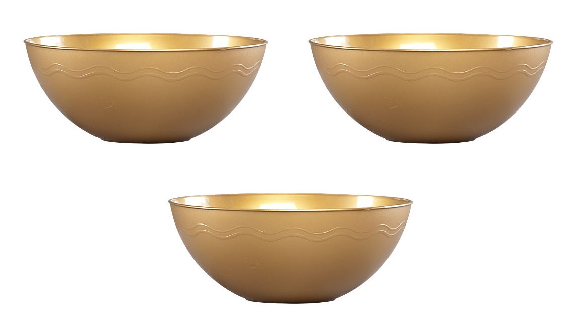 Hanna K Signature Collection 100 Ounce Gold Wave Bowl – Set of 3 Bowls