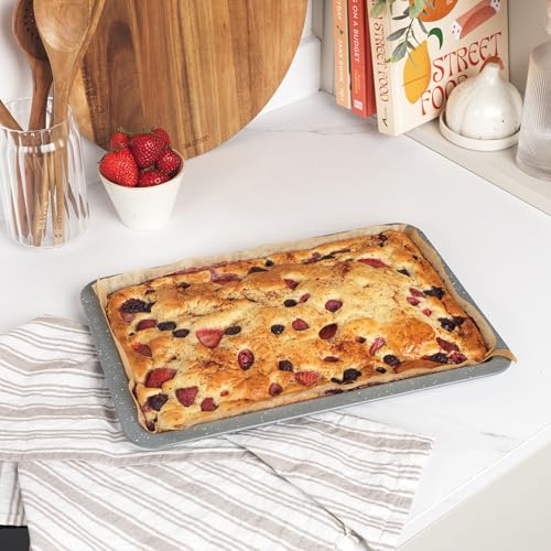 Salter Marblestone 3-Piece Baking Set - Non-Stick Oven Trays, Lightweight Carbon Steel, Easy Wipe Clean, Includes a 36cm Roaster, 37cm Baking Tray, 23cm Square Tray, Oven Safe to 220°C, PFOA Free - Image 5
