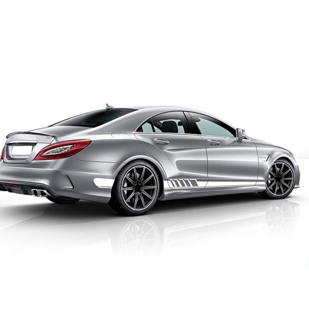 LzDQF Car Side Skirt Stickers stripe decal Decals,For Mercedes Benz CLS Class W219 C219 W218 C218 X218 C257 CLS63 AMG Car Door Side Skirt Sticker Auto Body Decor Decals.,White