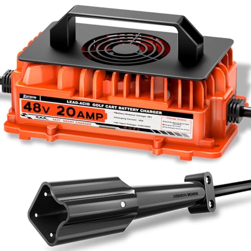 20 AMP 48 Volt Golf Cart Battery Charger for Yamaha G29 with 3-Pin Leaf Plug 48V 20A 1250W Lead-Acid Battery Charger IP67 Waterproof