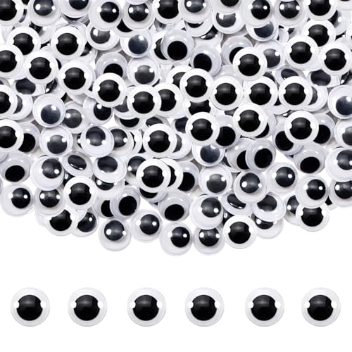 Image of TOAOB 150pcs 12mm Plastic Wiggle Googly Eyes Self Adhesive Black Round Sticker Eyes DIY Arts Crafts Scrapbooking Accessories