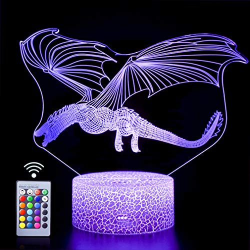 Preisvergleich Produktbild Dinosaurier 3D-Nachtlicht, Illusionslampe, Dinosaurier-Geschenke mit 16 einzigartigen Farben und Fernbedienungslampen für Kinder, Geburtstagsgeschenke für Jungen, Mädchen, Kinder, Baby, Weihnachten
