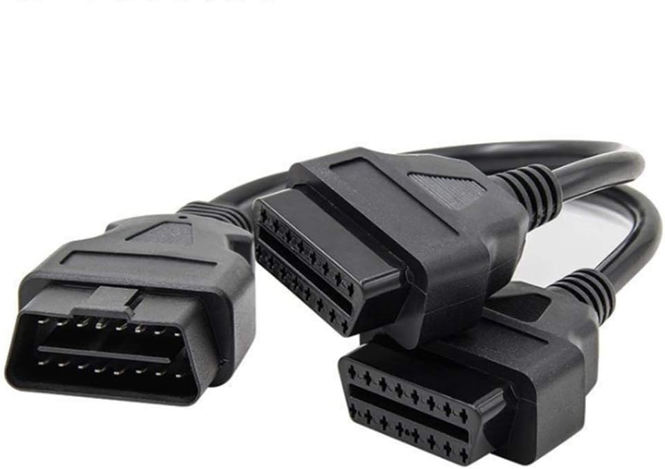 16 Pin OBD2 Adapter Cable, Male to Dual Female, Y Type OBDII Extension Splitter Patch Cord for FIXD BAFX Bluedriver OBDii Scanner Code Reader, Car Diagnostic Tools and Head-up Disp
