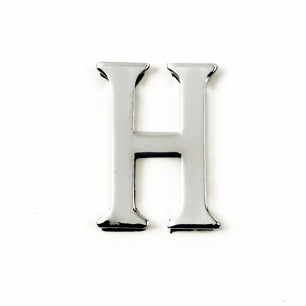 Black Country Metal Works 1.5-2 Inch Self Adhesive Solid Brass Numbers & Letters Chrome Finish (H)