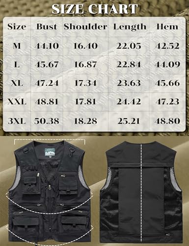 Image of Men's Lightweight Mesh Fishing Vest Utility Outdoor Multi-Pocket Hunting Cargo Vest