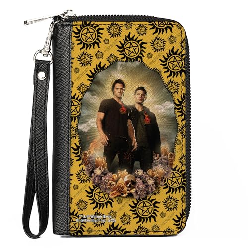Buckle-Down Supernatural Wallet, Zip Around, Supernatural Winchester Brothers Saints and Sinners Yellow, Vegan Leather