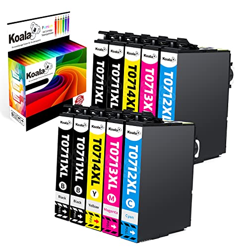 Koala T0715 Cartuchos de Tinta Compatible para Epson T0711 T0712 T0713 T0714 para SX100 SX110 SX210 SX215 SX410 SX415 SX510W SX515W SX610FW DX4400 DX7450 DX8400 DX9400F 4Negro/2Cian/2Magenta/2Amarillo