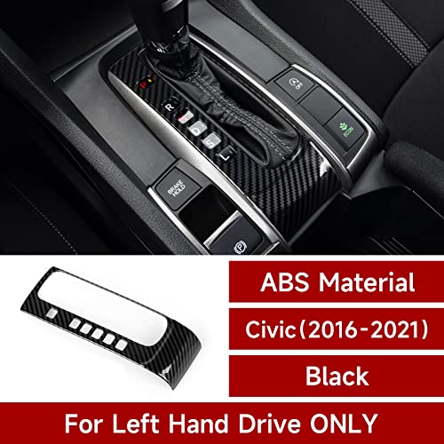 Image of Gear Shift Panel Decals for Honda Civic 2016 2017 2018 2019 2020 2021 10th Gen Accessories ABS Carbon Fiber Interior Stickers