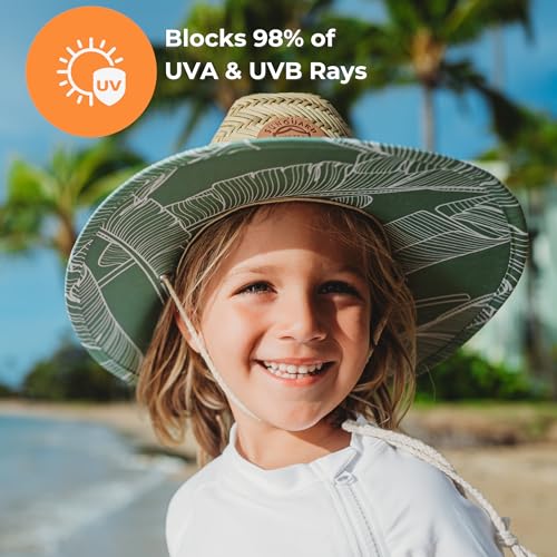 Sunguard Swim Baby, Kids Straw Hat (6mos-8yrs) UV Toddler Lifeguard Hat for Beach - Surf Hemlock Kids Sun Hat for Boys, Girls4