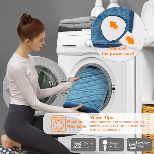 Image of Deepsoon Heating Pad,Electric Heating Pads for Back,Neck,Moist Heating Pad for Abdomen Shoulder Knee Legs,Dry /Moist Heat&Auto Shut Off,Mother's Day Birthday for Men and Women,Weighted Blue,24x12 Inch
