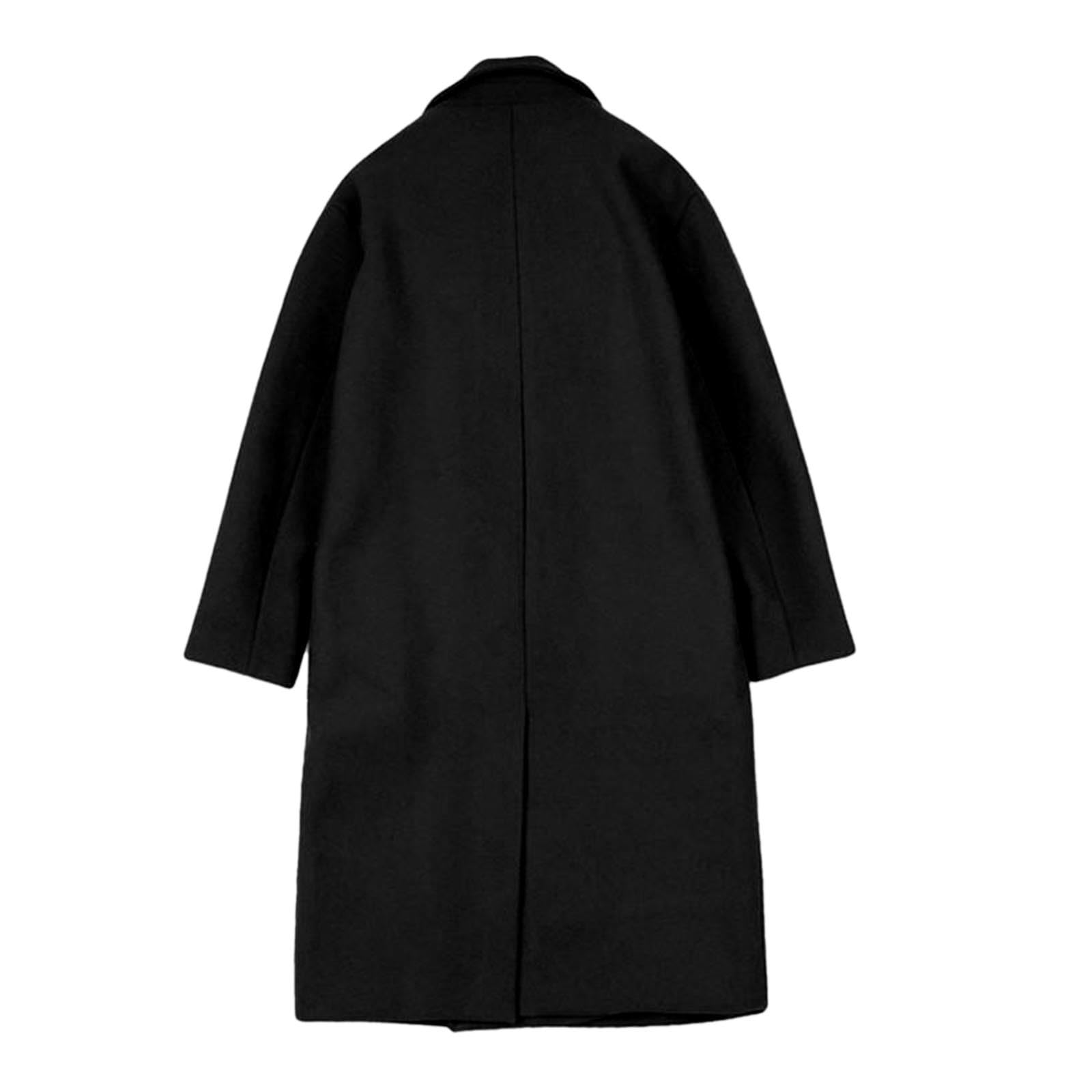 Trench Cappotto invernale da uomo a doppio petto con colletto rovesciato, leggero, tinta unita, da uomo, vestibilità stretta, antivento, lungo