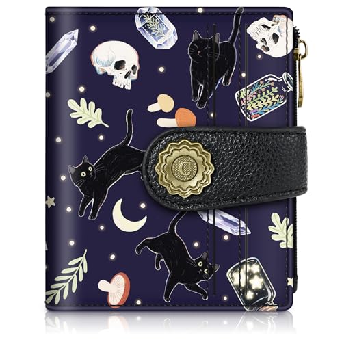 Chelmon Gothic Cat Small Wallet Woman RFID Blocking, PU...