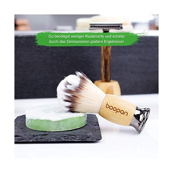 boopan® Premium Rasierpinsel vegan mit Bambus-Holz für Herren und Damen - weich wie Dachshaar - shaving brush – Bild 6