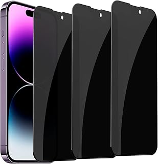 3 Pack Privacy Screen Protector for iPhone 14 Pro Max[6.7 inch], Sensor Protection, Dynamic Island Compatible, 9H Anti Spy Private Tempered Glass Film, Anti-Scratch, Case Friendly, Easy Installation, Bubble Free