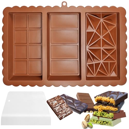 Chocolate Bar Mold - Food Grade Silicone Chocolate Molds, Non-Stick & Easy to Release Deep Mold for...