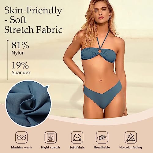 LEVAO Seamless Thongs for Women-No Show Underwear-Invisible Silky Panties- Sexy V-waisted Wavy Sides G-String Panties 7 Pack3