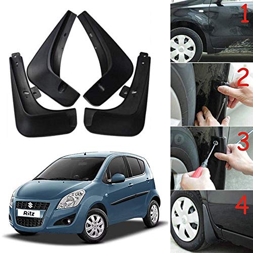Image of Oshotto (O.E.M Fitting Cup Type) Mud Flap /Splash Guard Compatible with Maruti Suzuki Ritz (Set of 4)