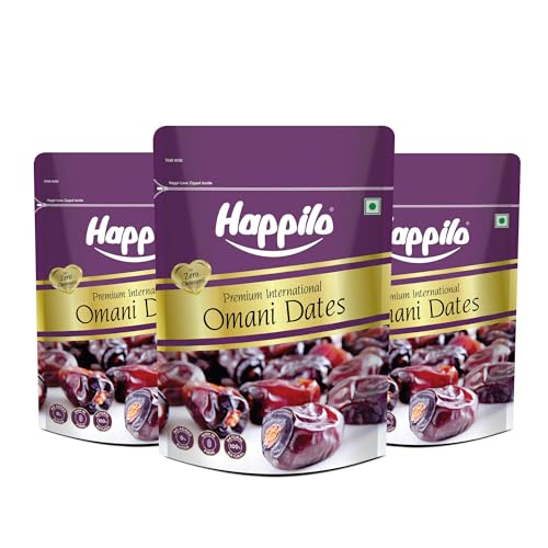 Image of Happilo Premium International Omani Dates 680g (Pack Of 3), Healthy snacks, Dry fruits, Khajoor, Khajur, Rich in Energy, Vitamins and Minerals, Naturally Sweet, Soft and Full of Flavor