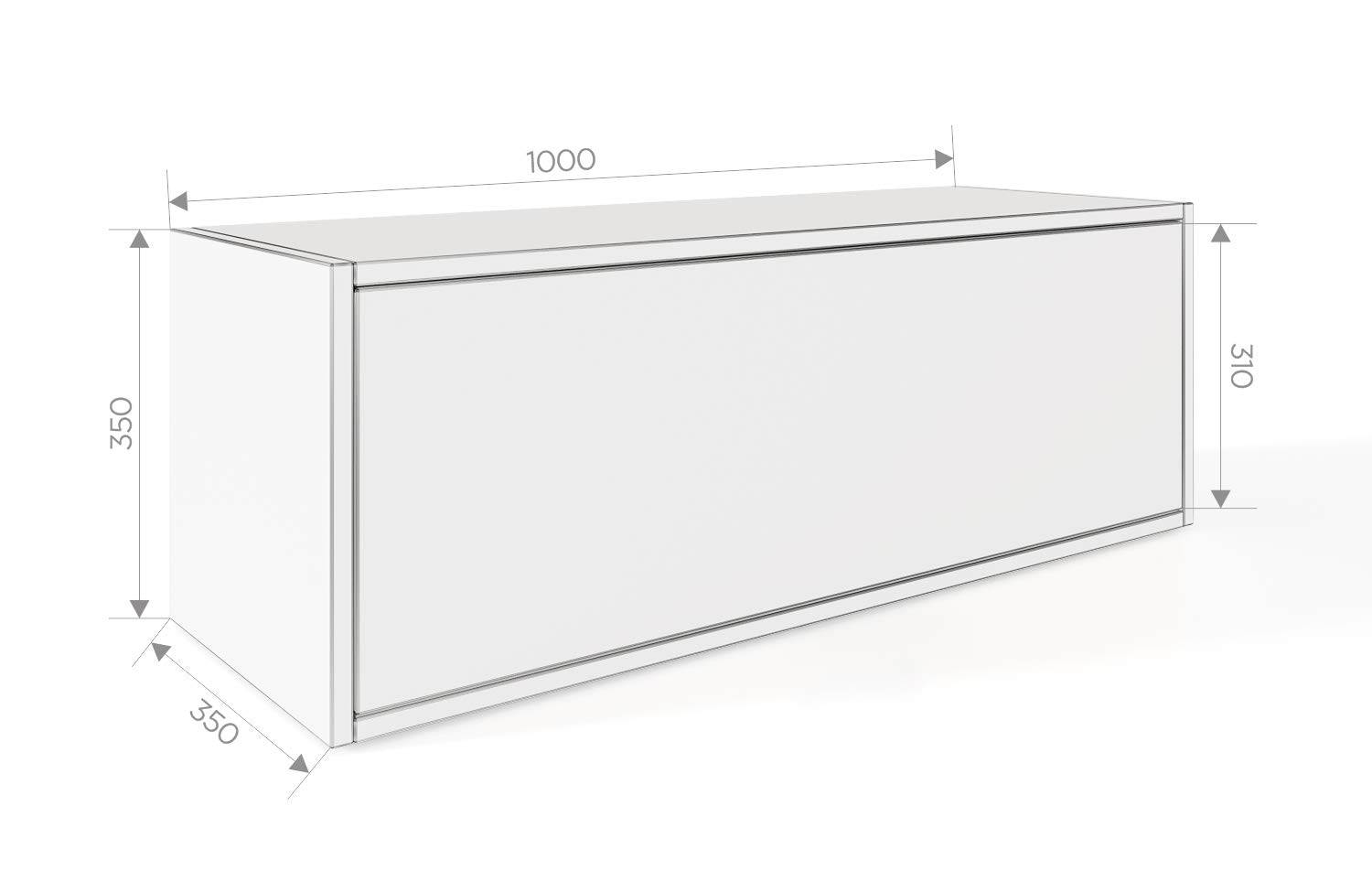 PLATAN ROOM Armadietto pensile, 100 x 35 x 35 cm, pensile da cucina pieghevole per bagno, corridoio, soggiorno, bianco