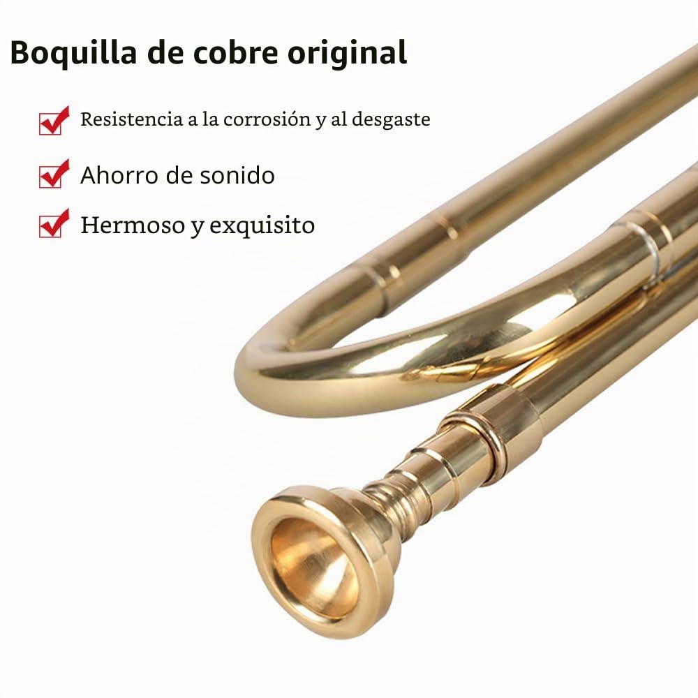 Btuty Corneta De Trompeta Corneta Instrumentos Musicales, Material de latón con boquilla,para banda escolar Caballería Principiante orquesta militar