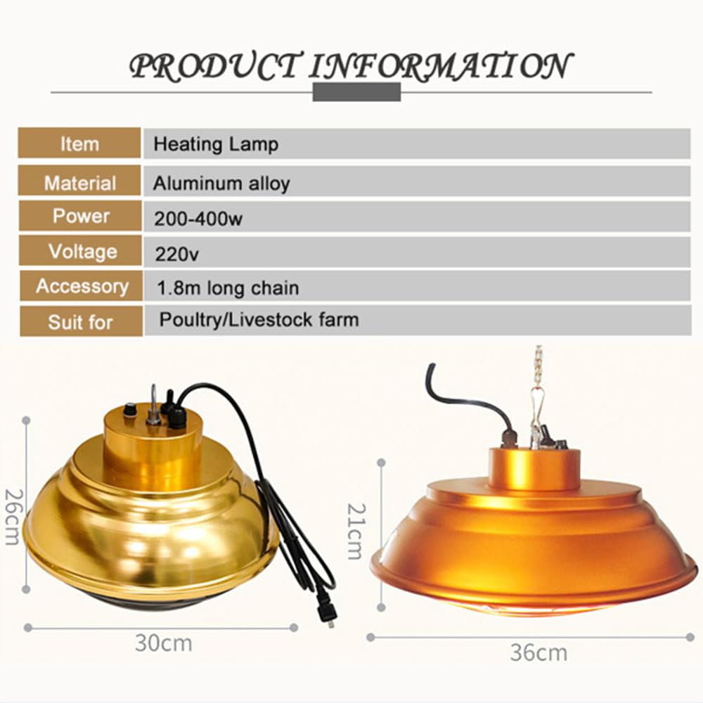 Luz de Calor para criadora, Calentador de gallinero, lámpara para Reptiles, Calentador halógeno para Granja de cría, para Pollitos, Patos, Casas para Perros, Aves de Corral