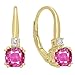 DazzlingRock Collection 14k Oro giallo Rotonda cuscino rosa Zaffiro rosa artificiale bianco-diamante