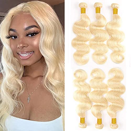 Suttie 613 22" Platinum Blonde Body Wave Real Hair Weave Single Bundle Human Brazilian Hair 6JD22