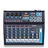 Pyle Professional Audio Mixer Sound Board Console Desk System- Interface 8 Channel Digital USB Bluetooth MP3 Computer Input 48V Phantom Power Stereo DJ Studio FX 16Bit DSP Processor, Black - PMXU83BT